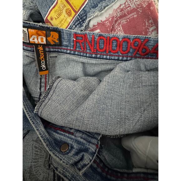 Akademiks Y2K Size 40 Baggy Light Washed Blue Denim Jeans 2000s Embroidered VTG - Picture 8 of 11